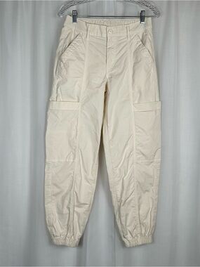 AE American Eagle Stretch Baggy Jogger Pants Size 2R Cream Cargo Utility Neutral